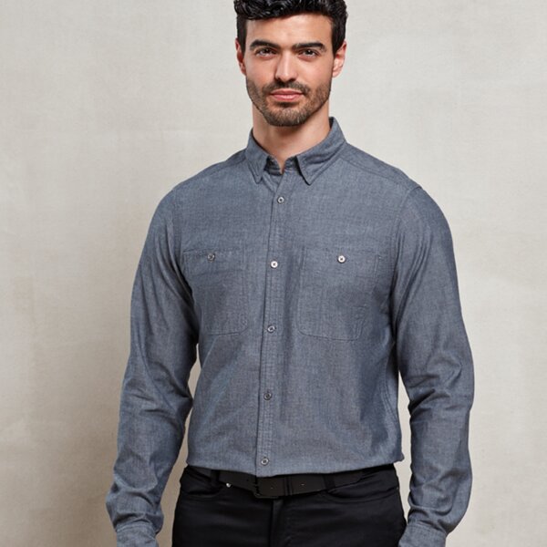 Premier Fairtrade Organic Long Sleeve Chambray Shirt Thumbnail