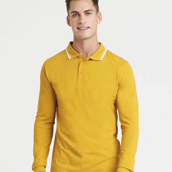 AWDis Long Sleeve Tipped 100 Polo Shirt Thumbnail