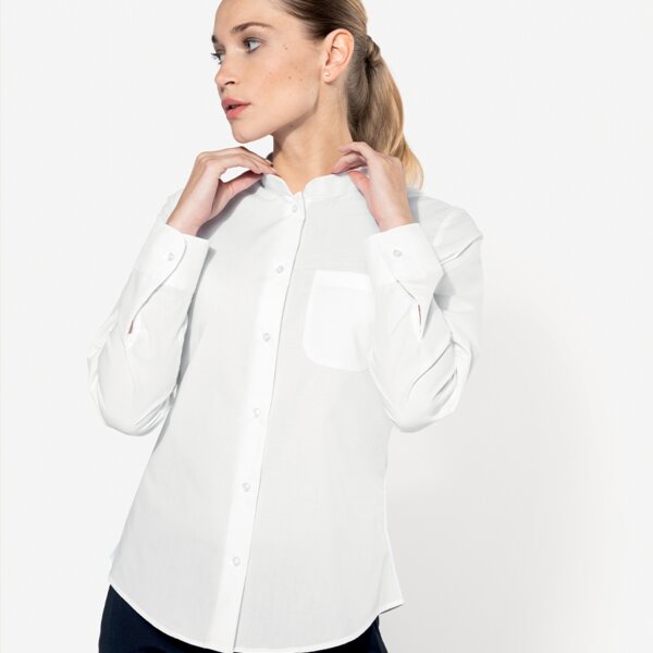 Kariban Ladies Long Sleeve Mandarin Collar Shirt Thumbnail