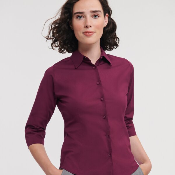 Russell Collection Ladies 3/4 Sleeve Easy Care Fitted Shirt Thumbnail