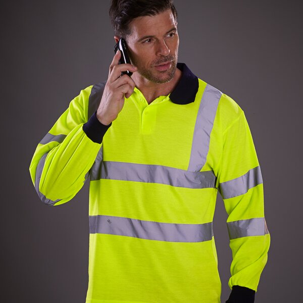 Yoko Hi-Vis Long Sleeve Polo Shirt Thumbnail